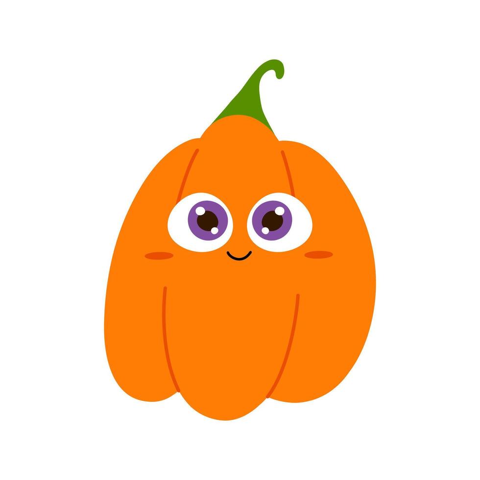 Happy creepy and cute character for Halloween party. Orange pumpkin character vector