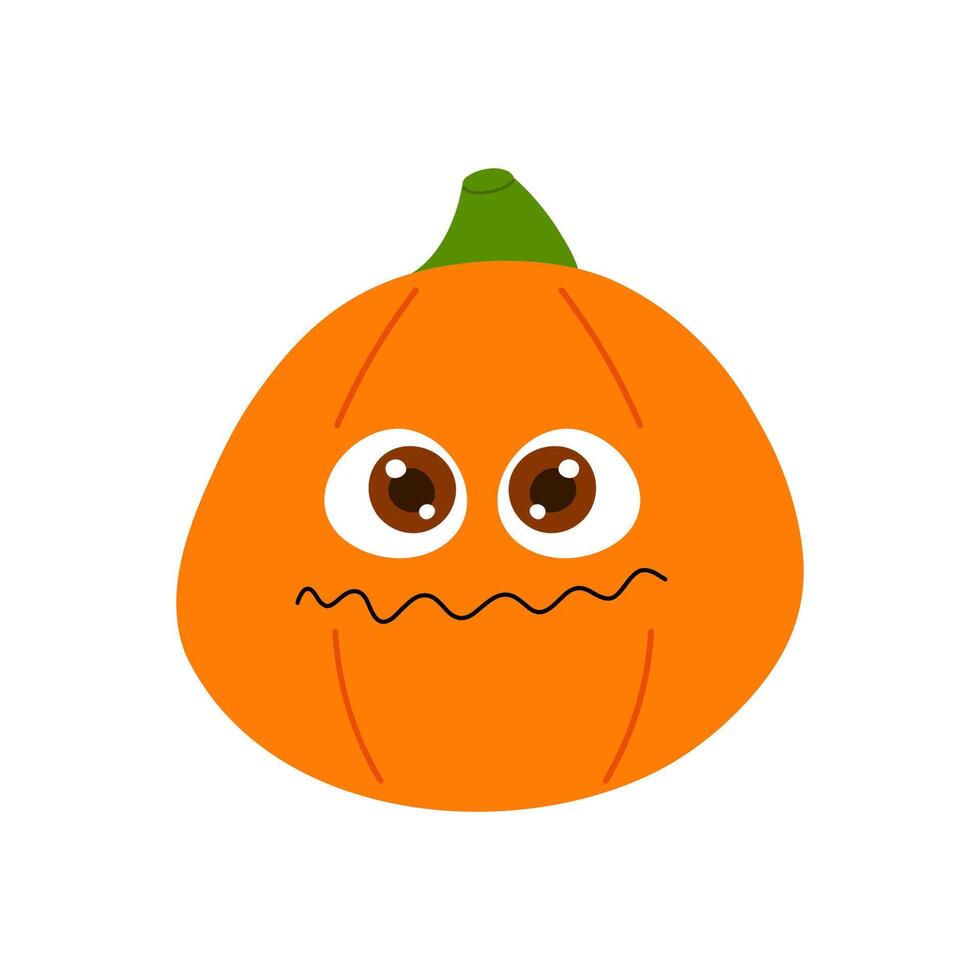 Happy Halloween pumpkin character with smiling face. Happy creepy and cute character for Halloween party vector
