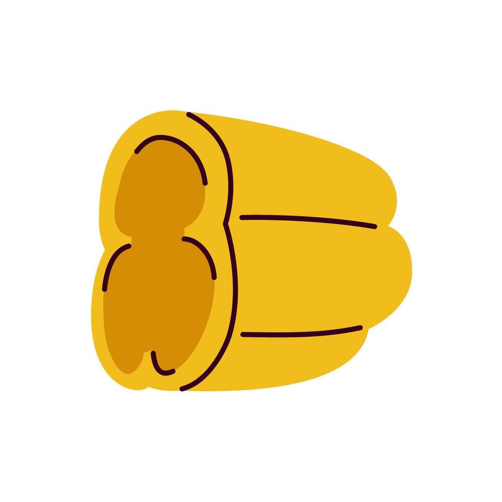 Minimalist illustration of a halved yellow bell pepper with seeds vector