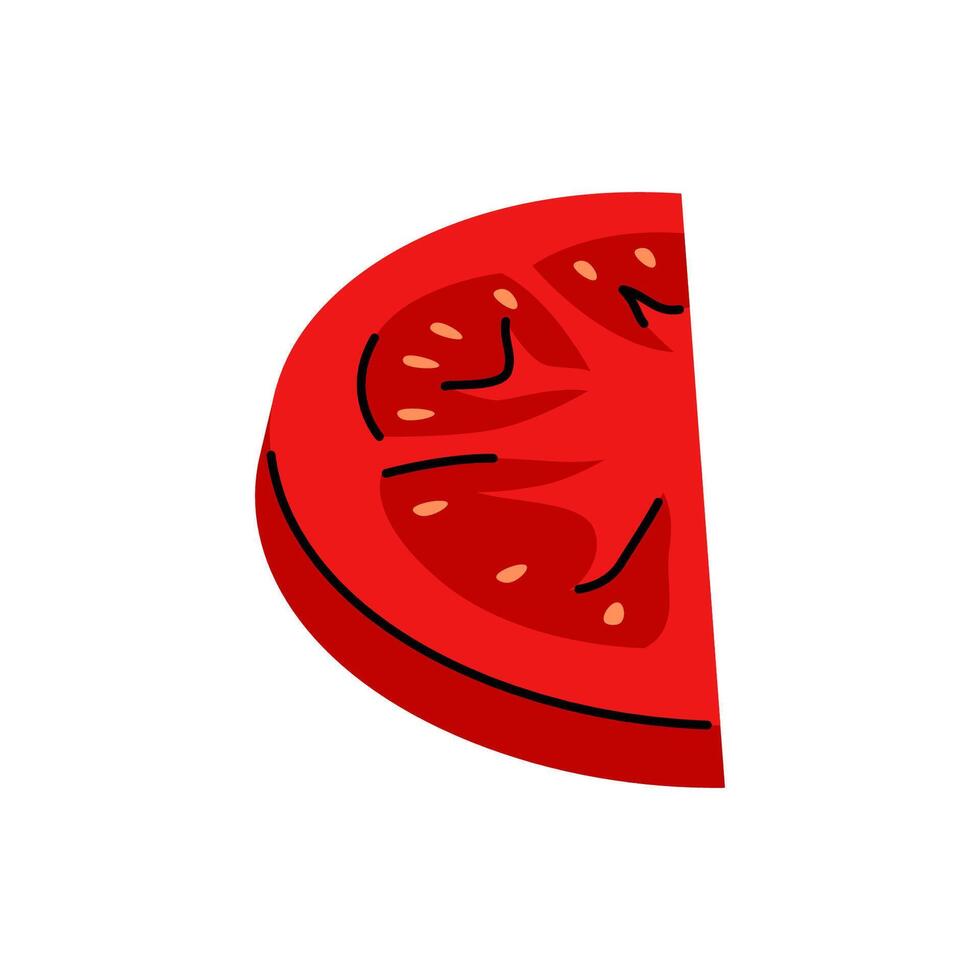 Flat design of a red tomato slice, ideal for healthy food and recipe illustrations vector