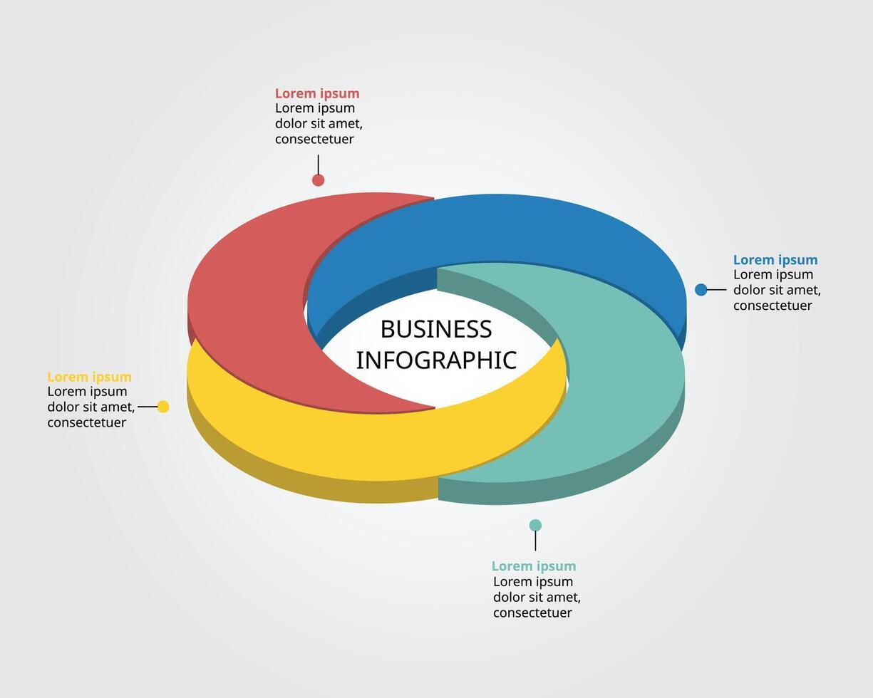 flower with circle shape template for business infographic for presentation for 4 element vector