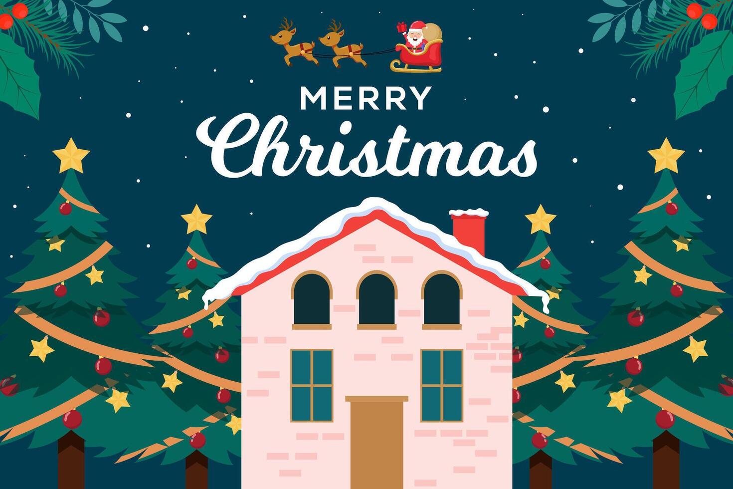 merry christmas background illustration in flat style vector