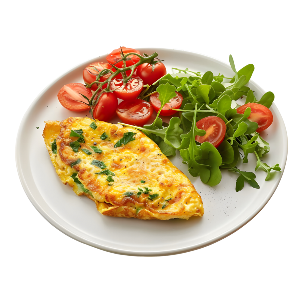 Omelette with cherry tomatoes and salad png