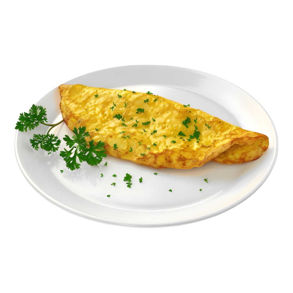 An omelet on a plate with parsley png