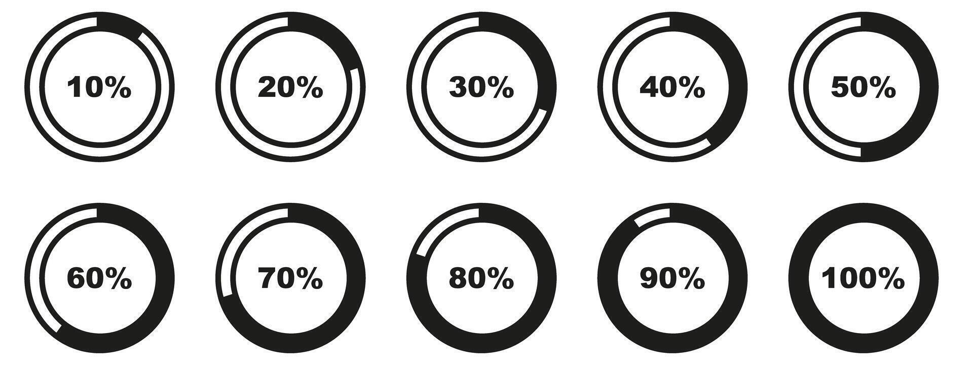 A set of circles with different percentages vector