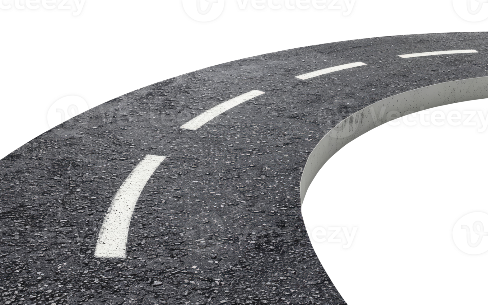 Turn of asphalt road isolated on transparent background png