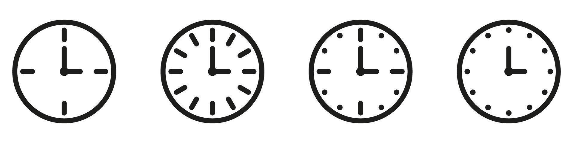 Four different clocks in different positions on a white background vector