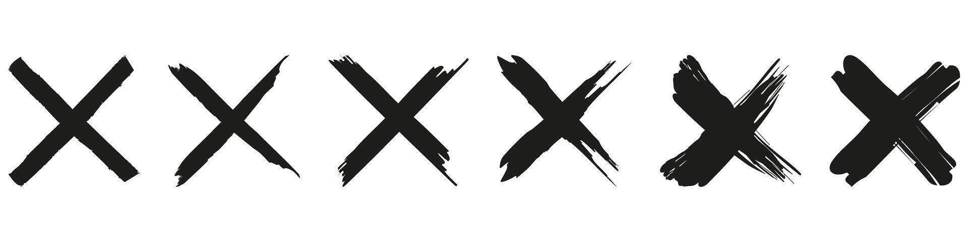 A set of four black and white brush strokes on a white background vector