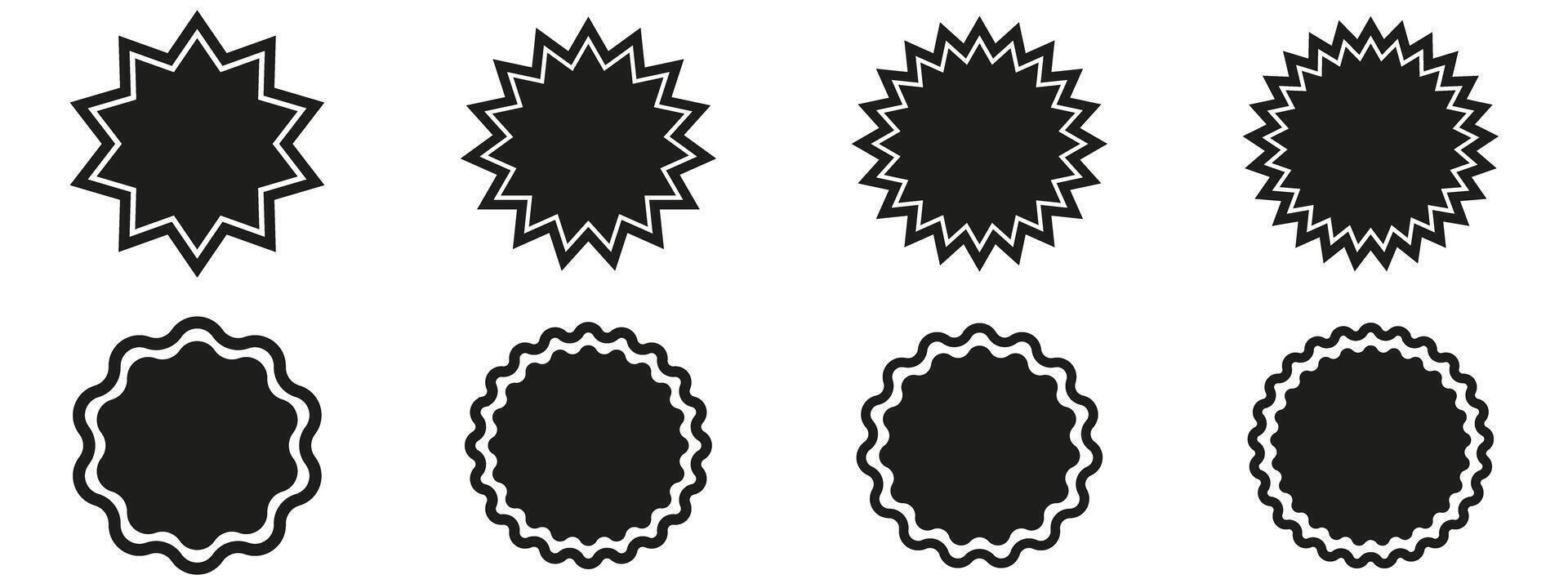Set of black and white oval frames illustration vector