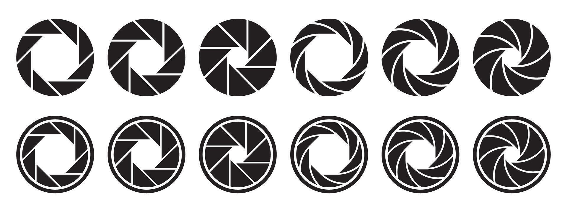 A set of black and white circular shapes vector