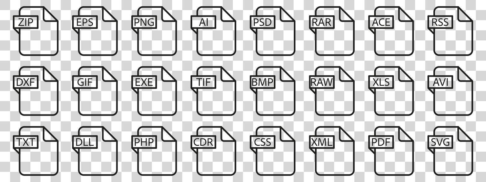 A set of black and white clip art files vector