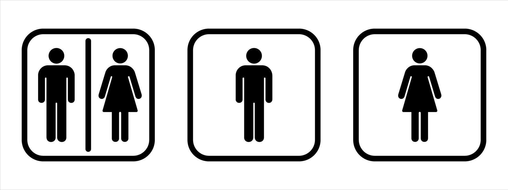 Three bathroom signs with a man and woman vector