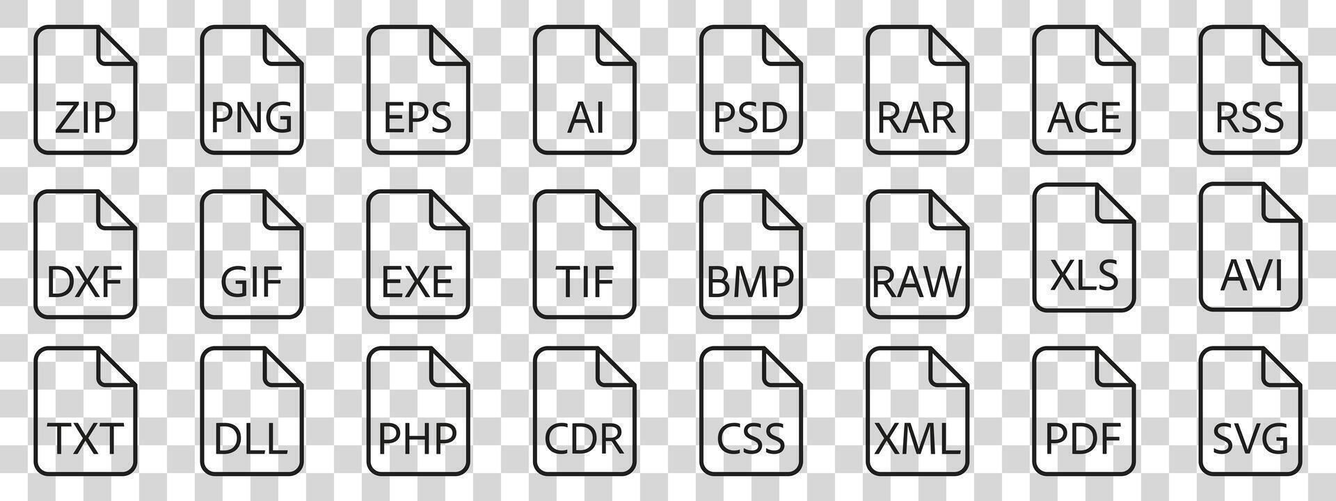 A set of file folders with different types of files vector
