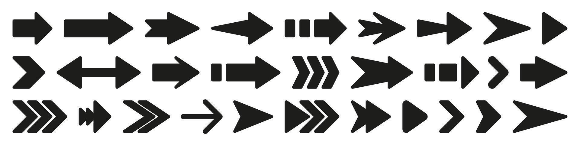 A set of arrows that are arranged in different directions vector