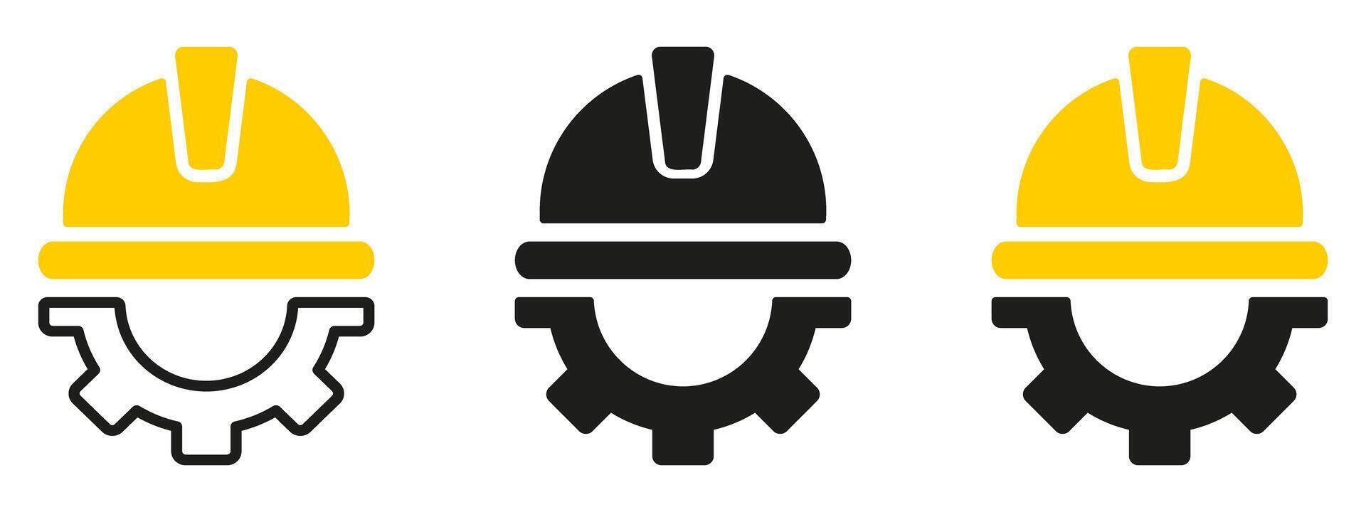 Three different types of tools are shown in yellow, black and white vector