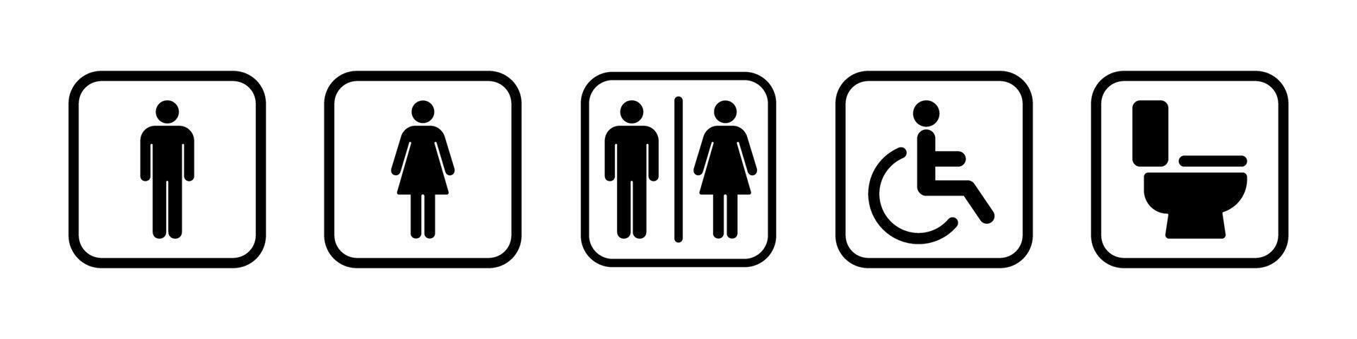 A set of bathroom signs with different symbols vector