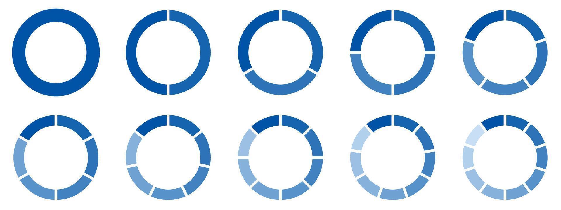 A set of blue circles with different shapes vector