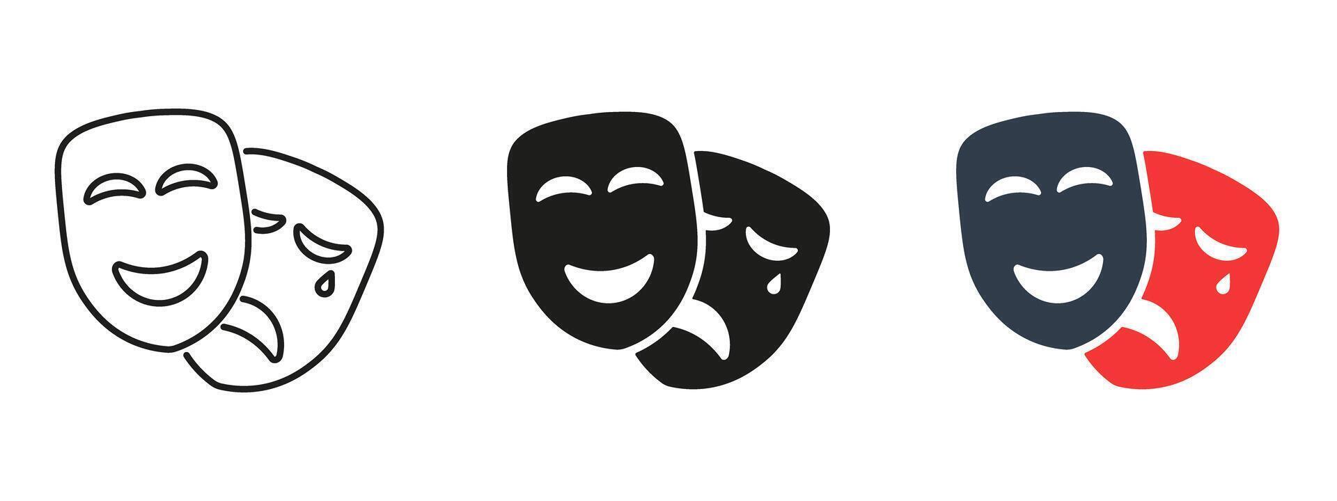 Theatre masks icon set vector