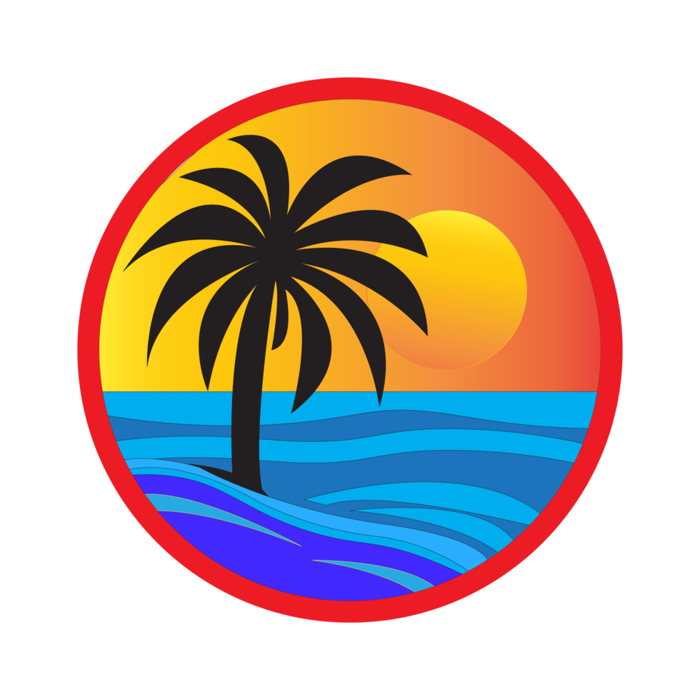 palm tree in the ocean at sunset png