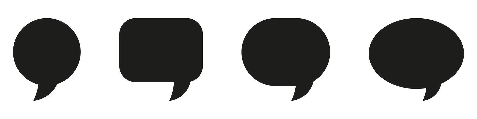 Four speech bubbles are shown in black and white vector