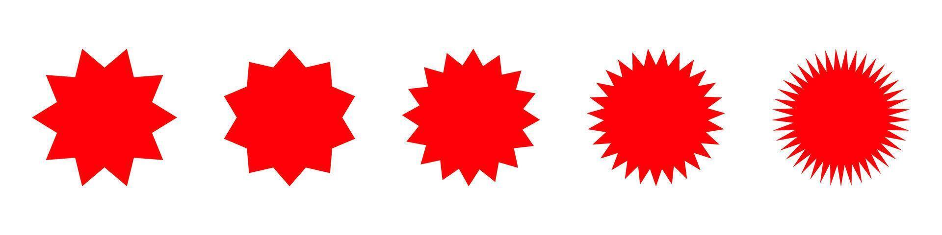 A set of red starburst shapes on a white background vector