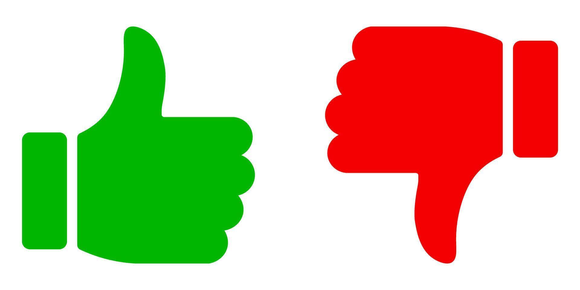 Two thumbs up and down on a white background vector