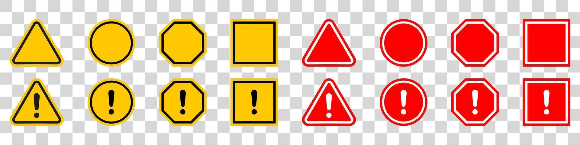 A set of red and yellow traffic signs vector