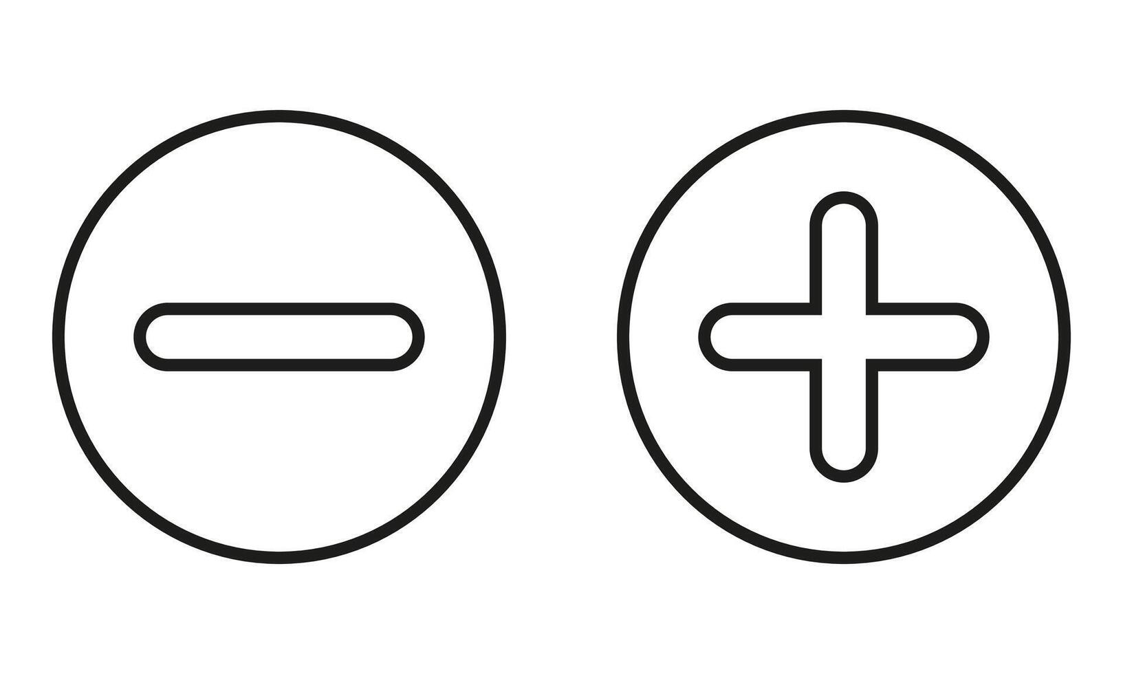 Two circles with a plus and minus sign on them vector