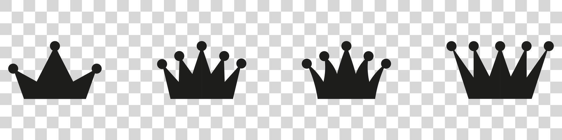 A set of three crowns on a transparent background vector