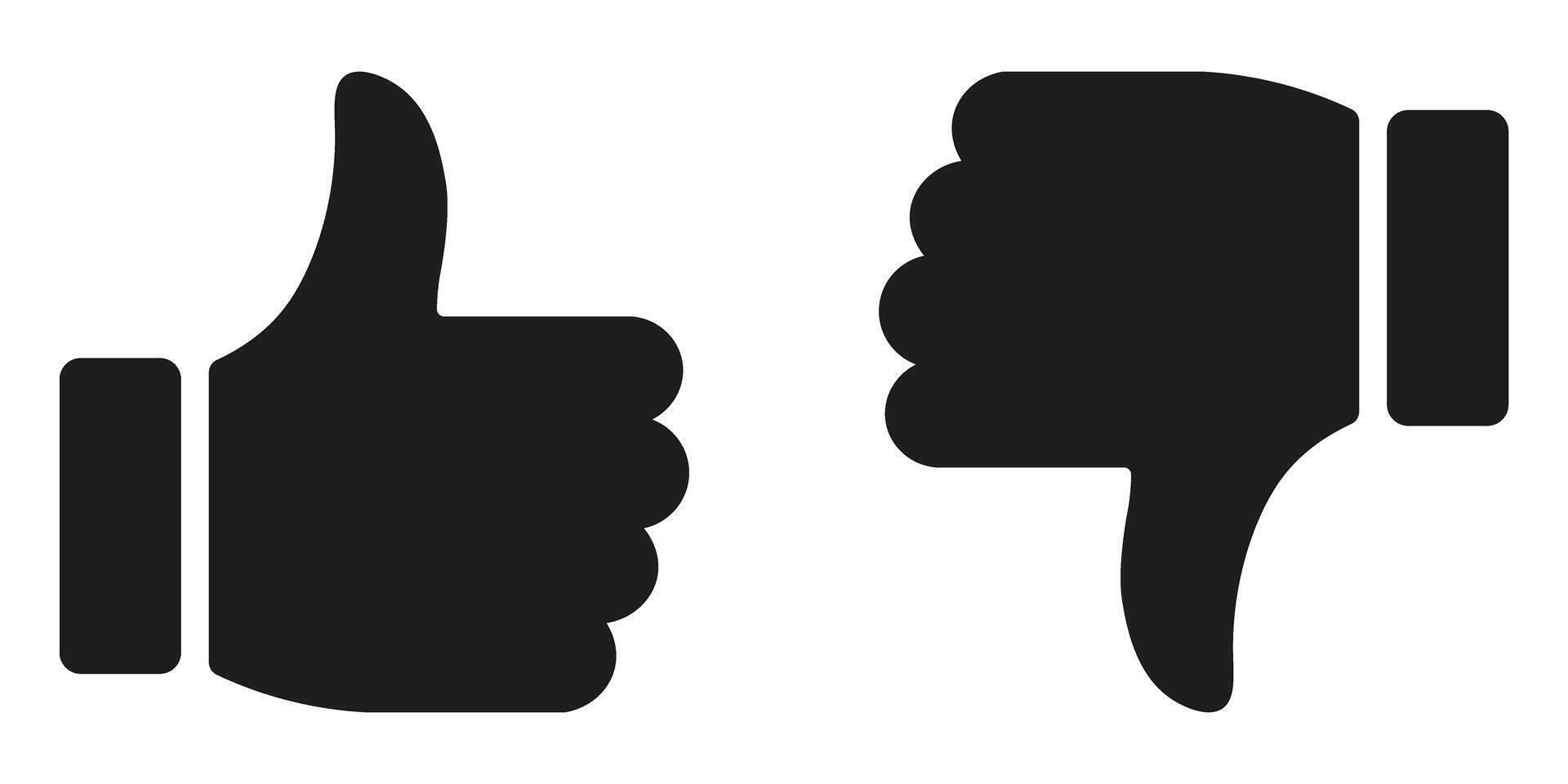 Two thumbs up and down icons on a white background vector