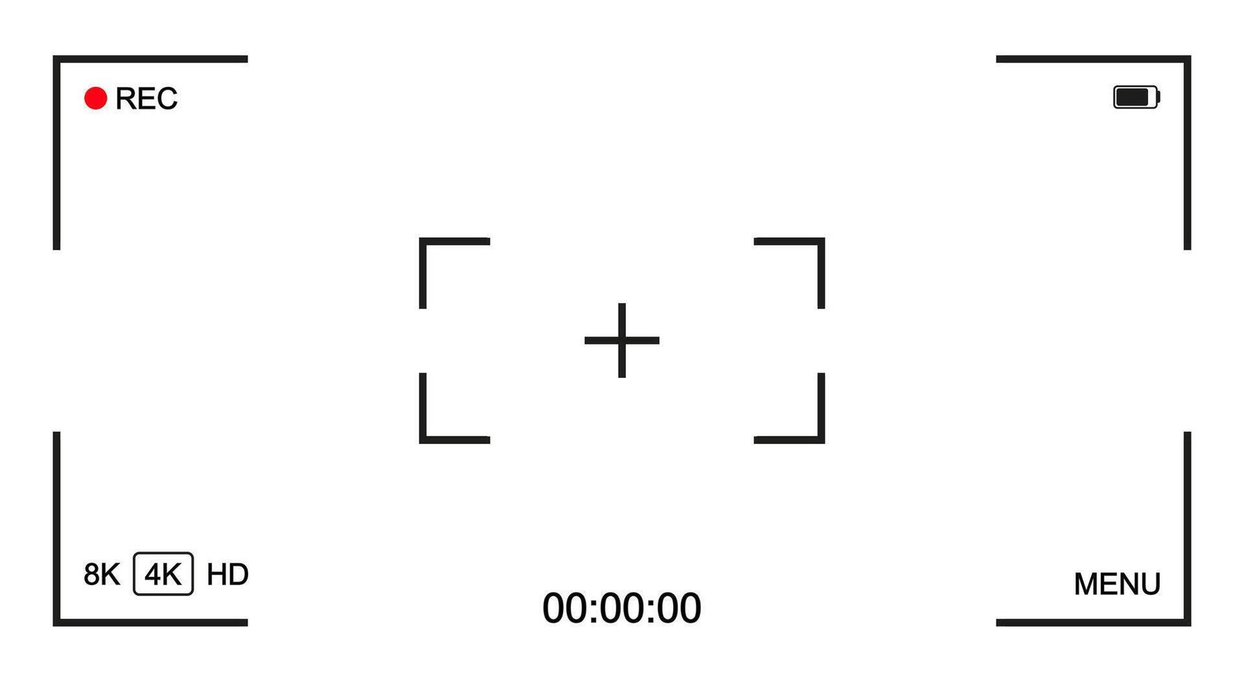 A camera viewfinder with a red dot on it vector