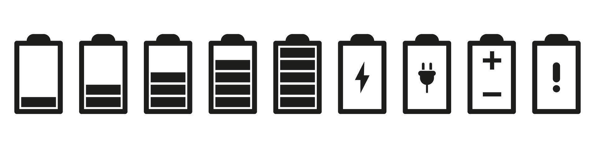 A set of battery chargers with different types of batteries vector