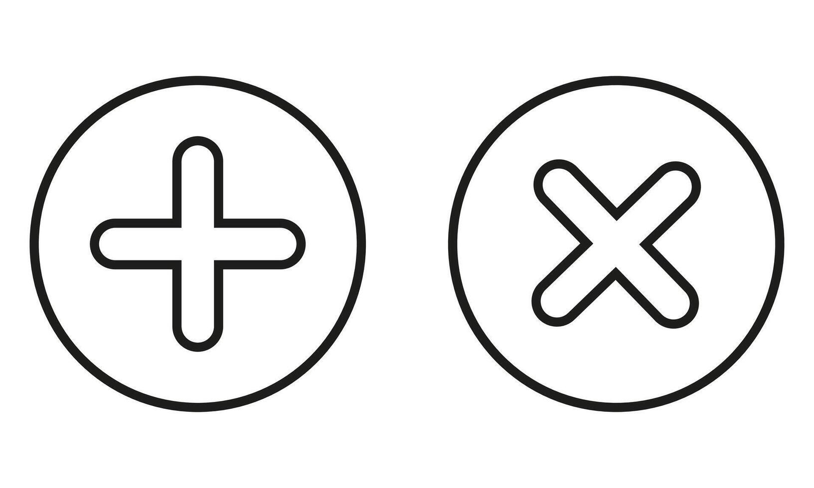 Two circles with an x and an x on them vector
