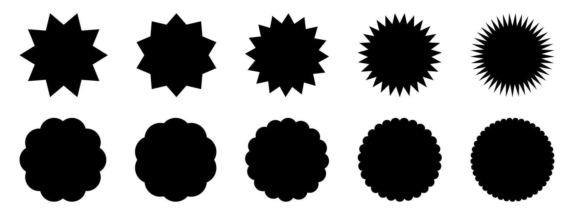A set of black and white shapes with different shapes vector
