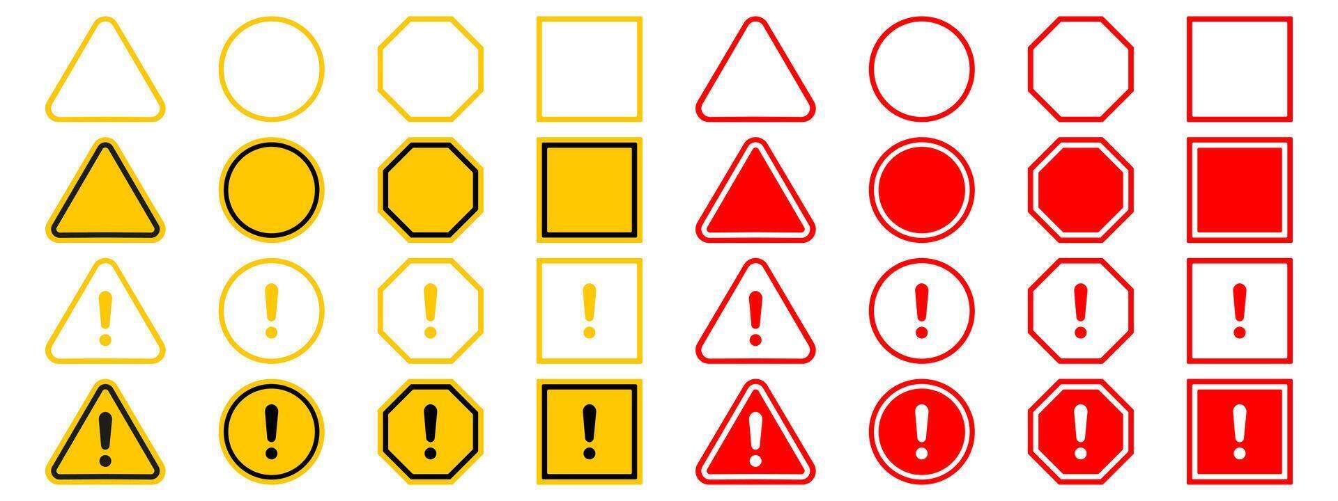 A set of warning signs on a white background vector