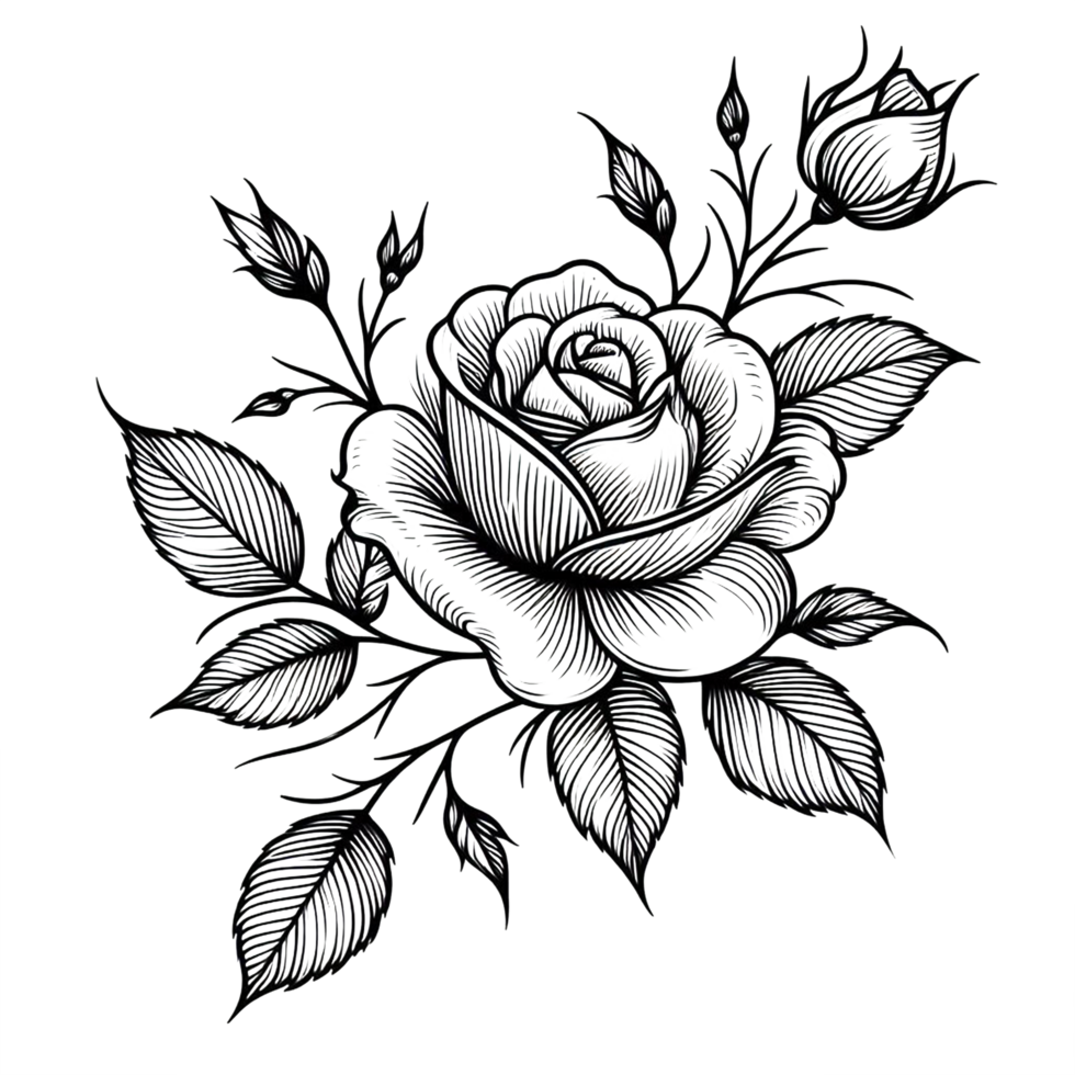 line art rose png