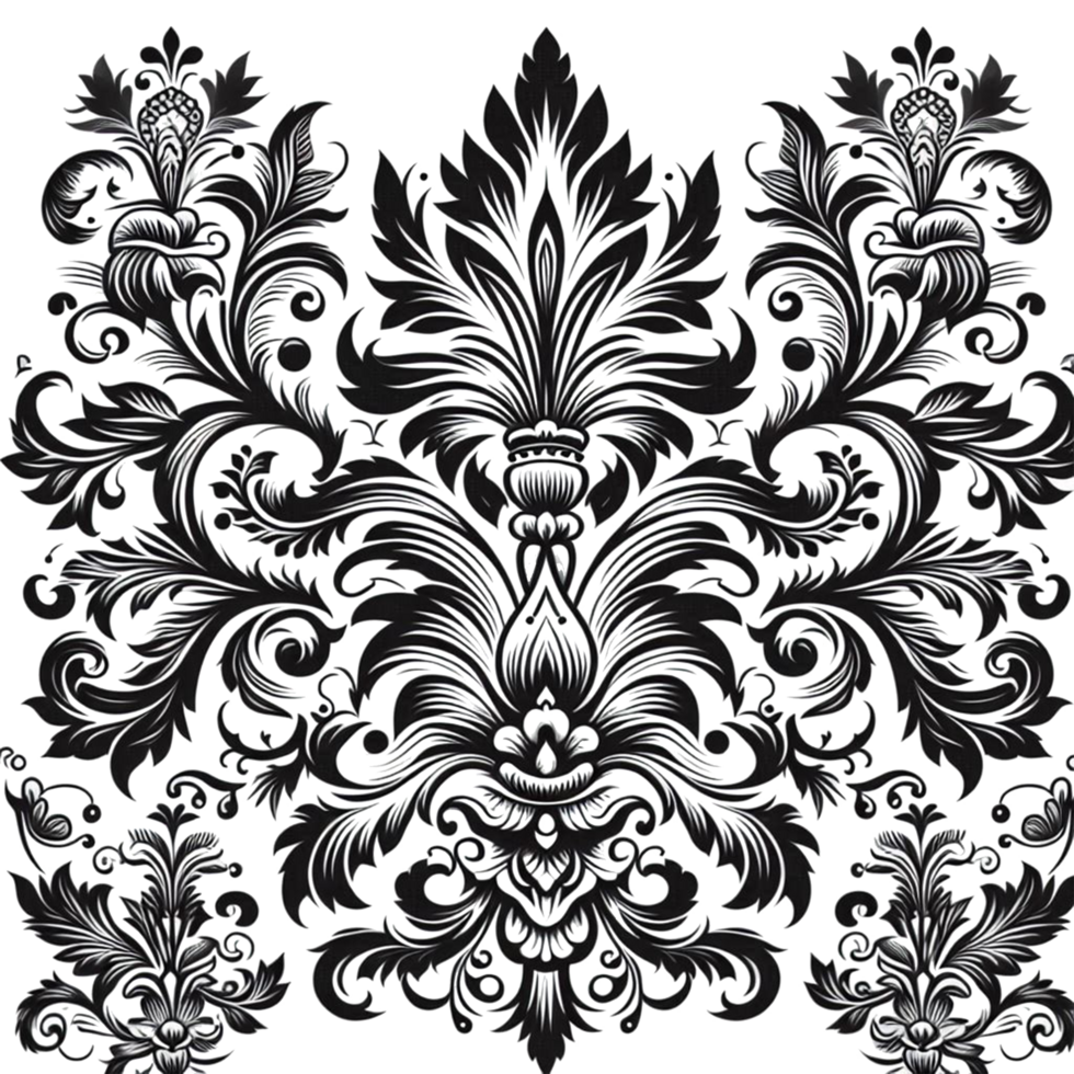 beutiful floral damask pattern background png