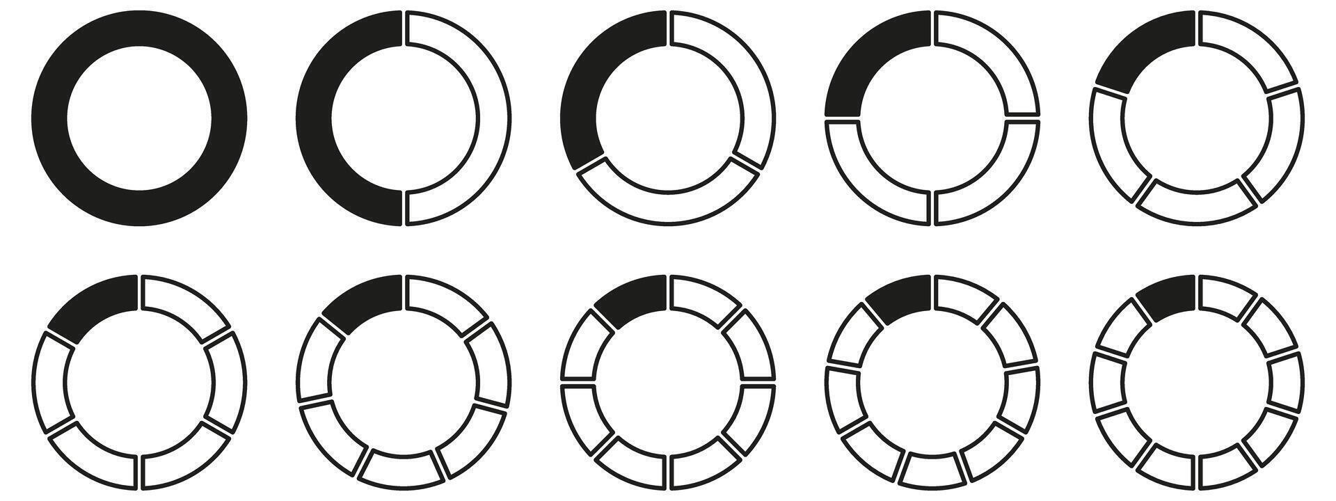A set of circular shapes in black and white vector