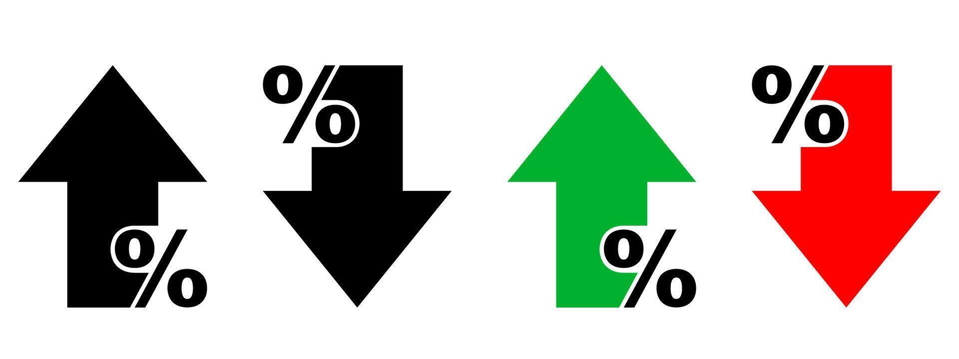 Four arrows with different colors and percentages vector