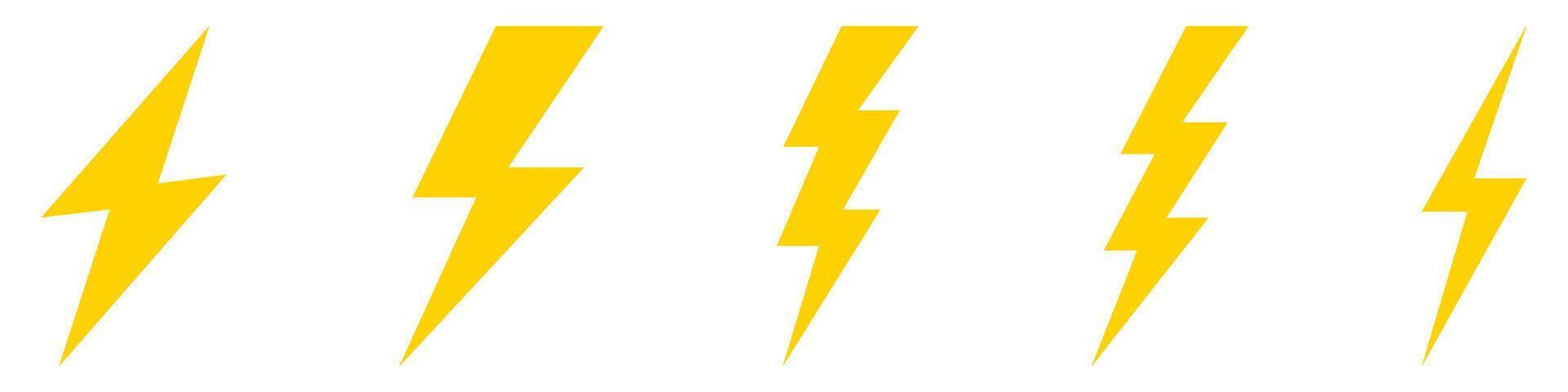 A set of yellow lightning bolts on a white background vector