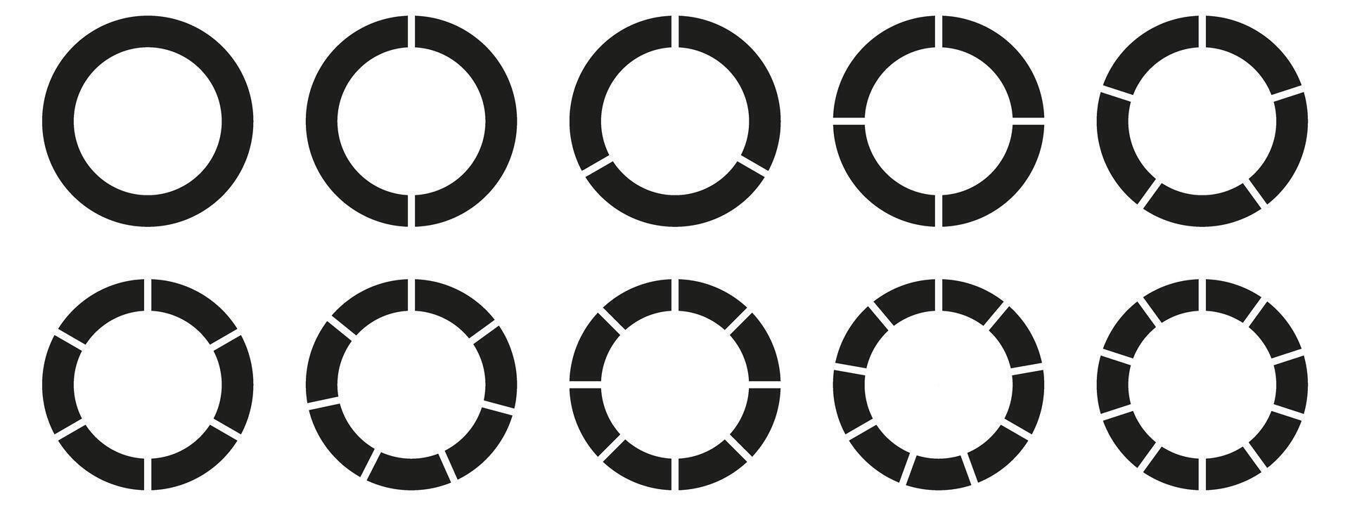 A set of black and white circular shapes vector