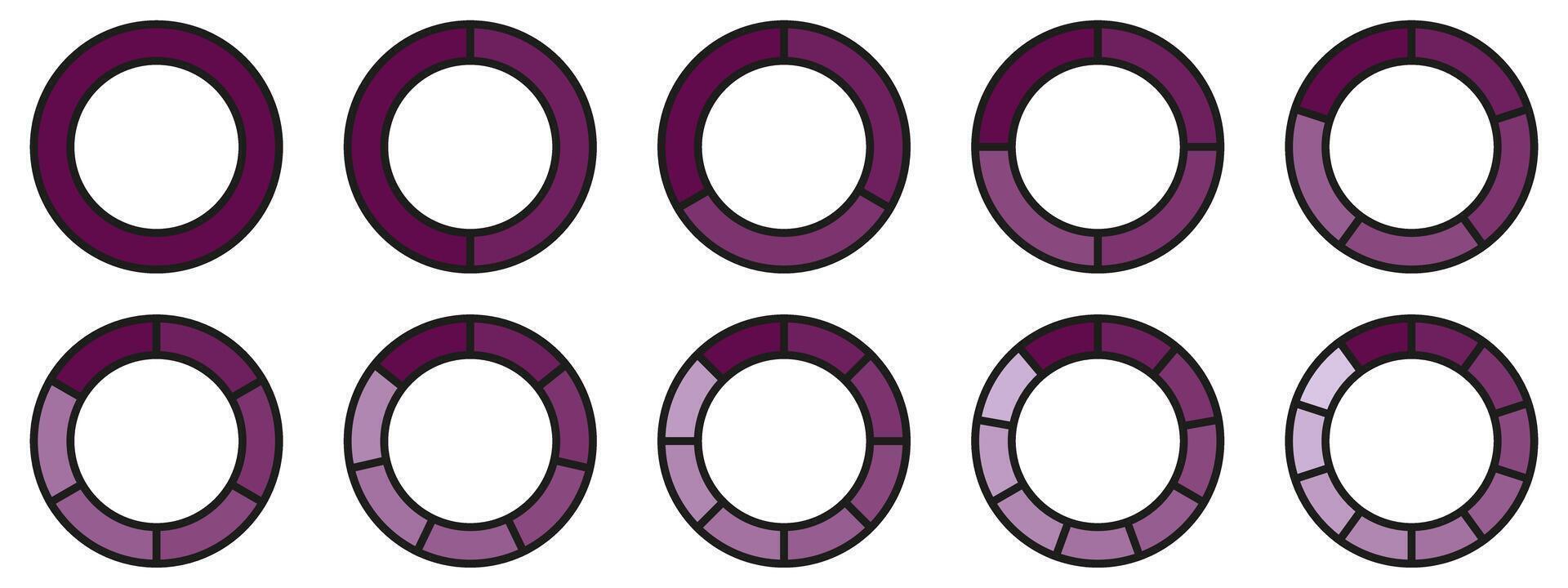 A set of purple circles with different sizes vector