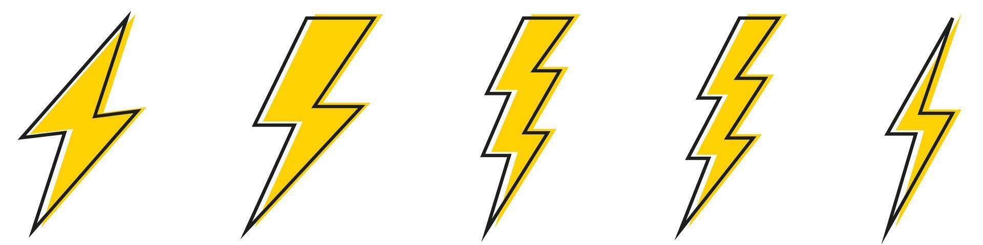 A set of lightning bolts with yellow and black vector