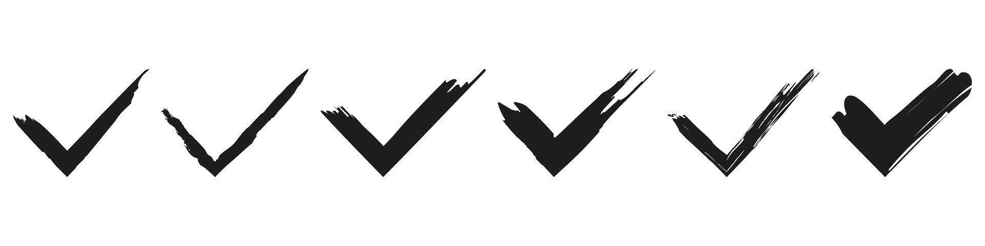 A set of black and white brush strokes on a white background vector