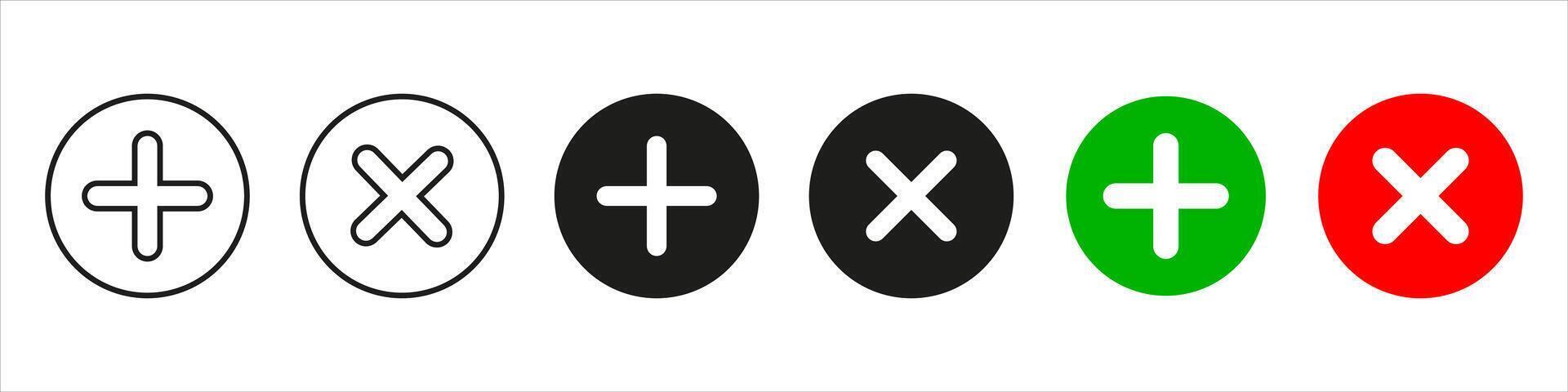 A set of four different colored circles with an x and a cross vector