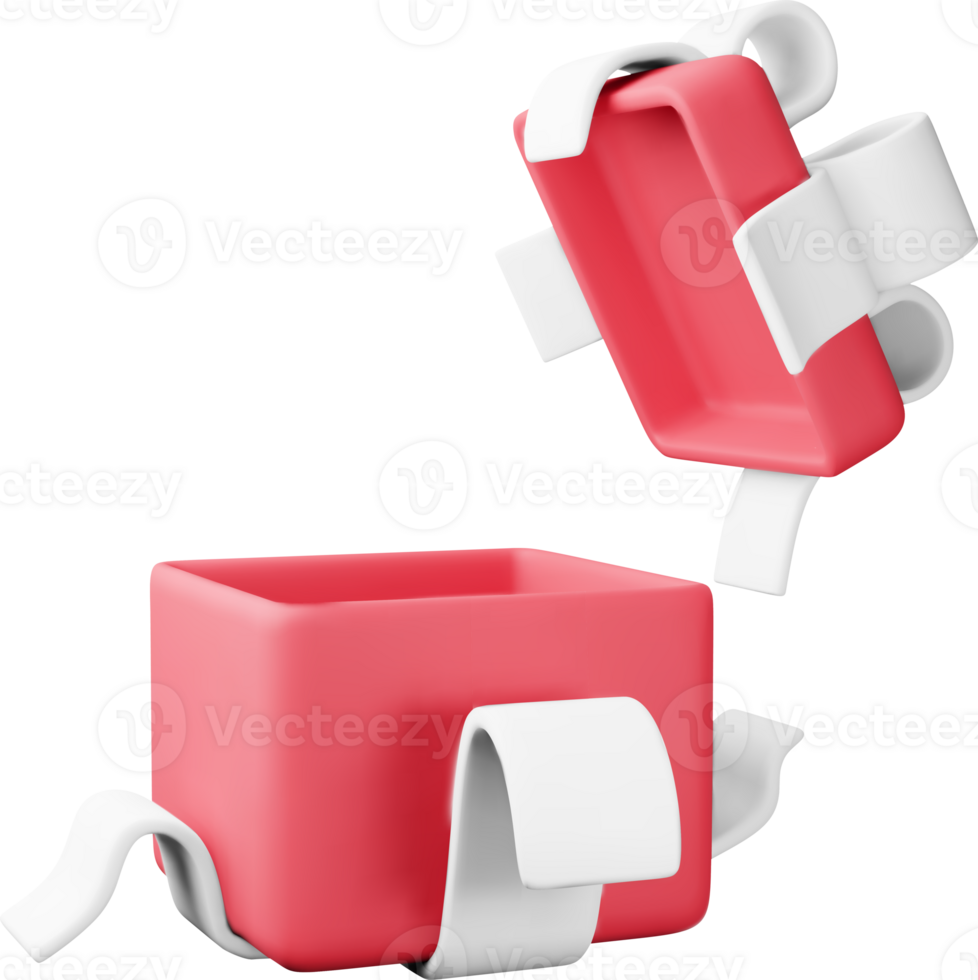 3D Open Red Gift Box with Bow png