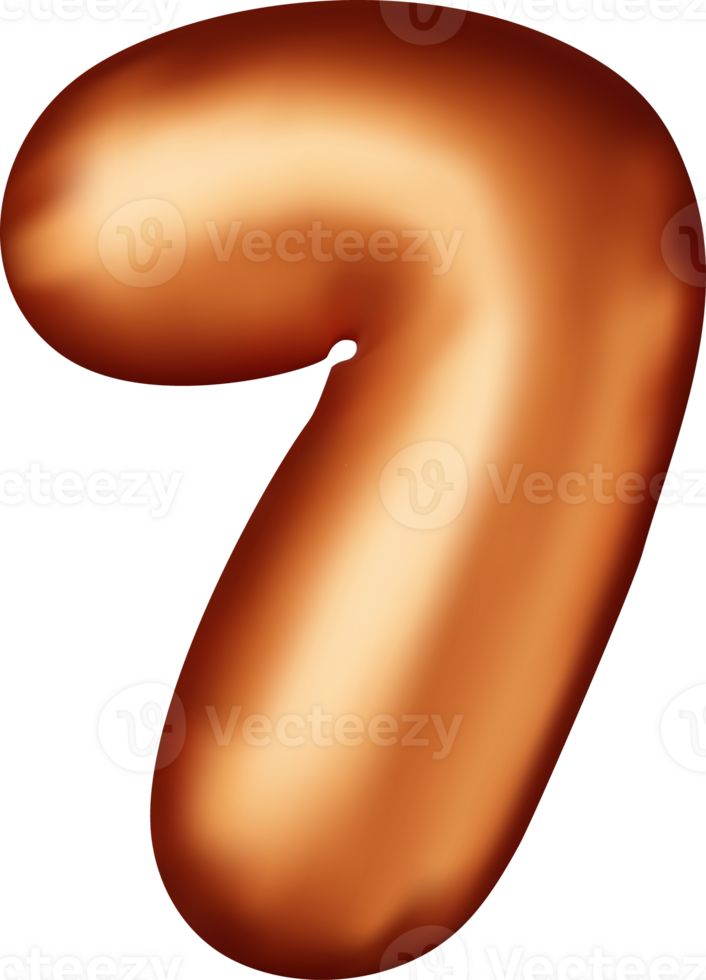 3D bronze balloon number seven png