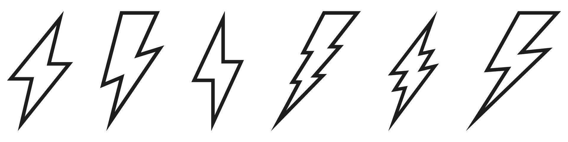 A set of lightning bolts on a white background vector