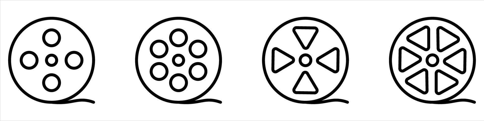 Four different types of film reel symbols vector