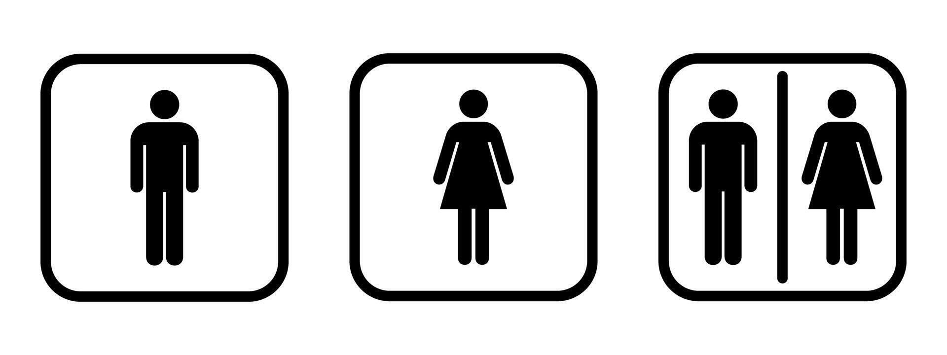 Three bathroom signs with a man and woman vector